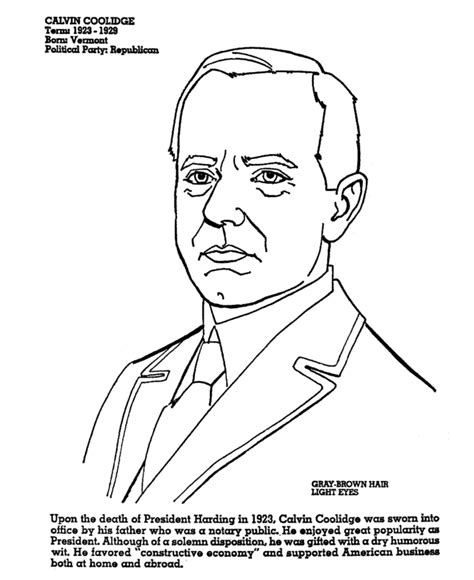 Free presidents day coloring sheets. USA-Printables: Calvin Coolidge 30th President of the ...