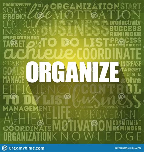 Organize Word Cloud Collage Business Concept Background Royalty Free