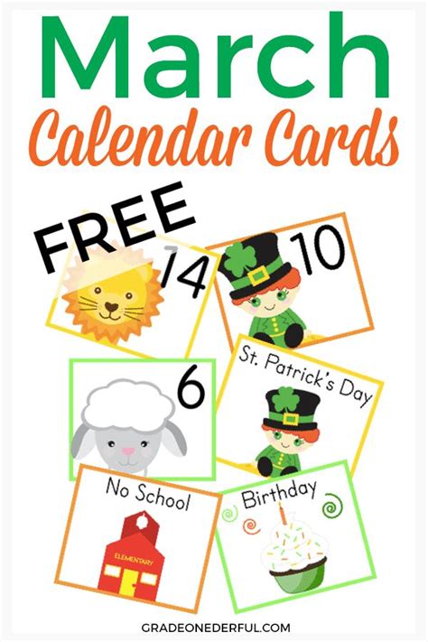 Free March Calendar Cards For Your Classroom Grade Onederful In 2021