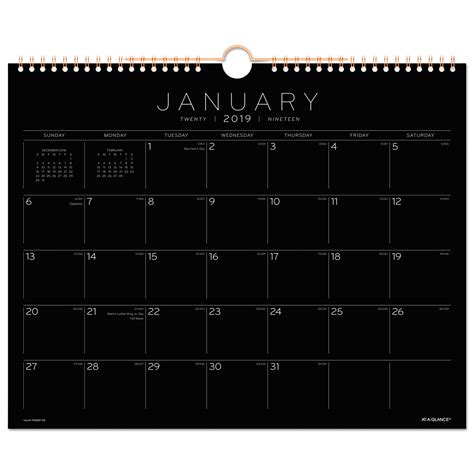 Black Paper Wall Calendar By At A Glance Aagpm8bp28