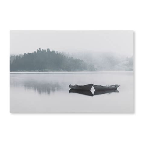 Two Canoes On Lake Printed Canvas Bouclair