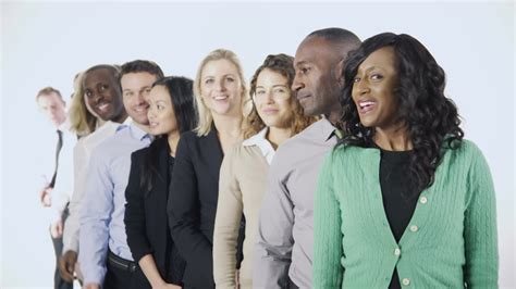 Happy Diverse Group Of Business People Isolated On White Stock Footage