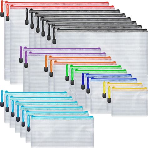 Sunee Multisize Mesh Zipper Pouch 6 Colors 30 Packs