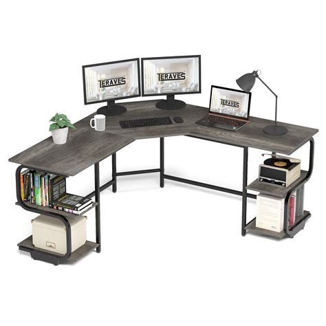 Buy Teraves Modern L Shaped Desk With Shelvescomputer Deskgaming Desk