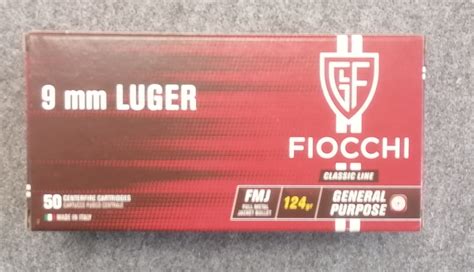9mm Luger Fiocchi Fmj 124gr