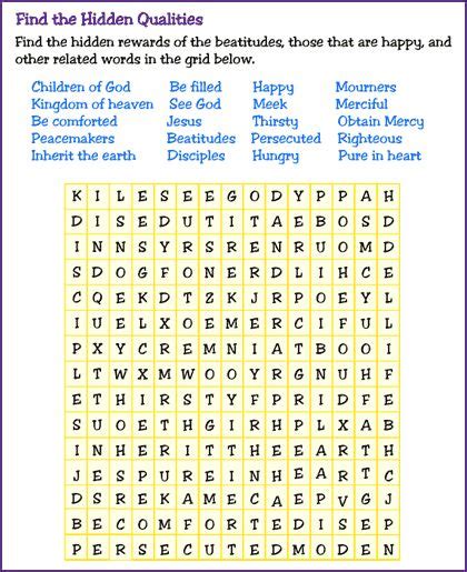 Beatitudes Word Search Puzzle Kids Korner Biblewise Childrens