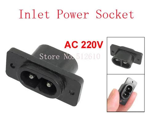 Ac 220v C8 2 Pin Male Electric Inlet Power Socket Connector Black 50pcs