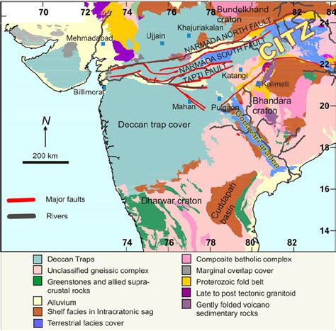 Geological Map Of The Central Part Of India Showing The Central India