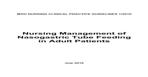 Nursing Management Of Nasogastric Tube Feeding In Adult