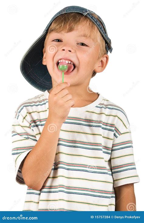 Boy With Lollipop Stock Photo Image Of Isolated Indoors 15757284