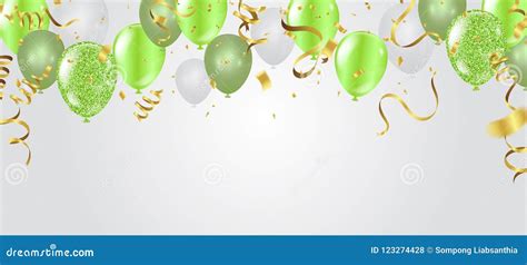 Tarjeta De Cumpleaños Con Los Globos Verdes Feliz Cumpleaños