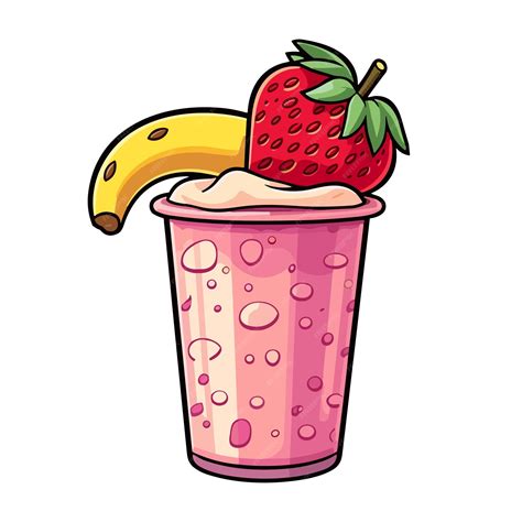 Premium Vector 005 Strawberry Banana Smoothie Sticker Cool Colors