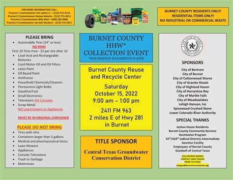 Burnet County Household Hazardous Waste Collection Event Burnet