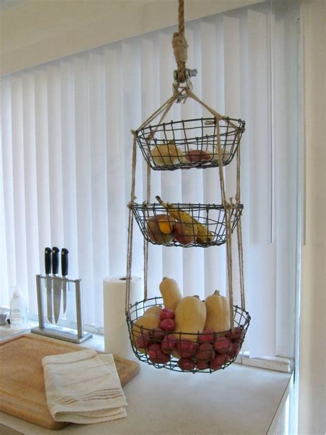 Diy Hanging Produce Baskets Hanging Baskets Kitchen Hanging Produce