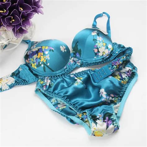 new design printed bra sets 100 silk underwear bra panty set silk protein in bra and brief sets