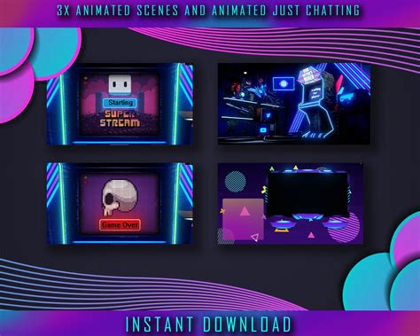 Twitch Stream Animated Scenes And Just Chatting Gaming Room Arcade Pixel Etsy