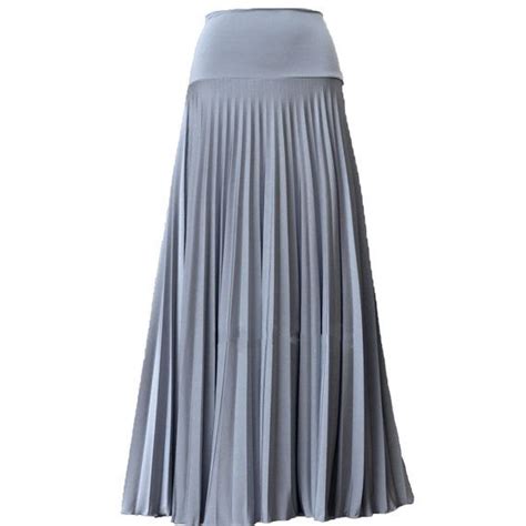 Silver Pearl Flare Jersey Pleated Maxi Skirt Modest Long Skirt