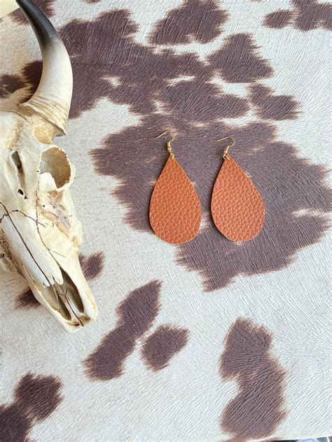 Faux Leather Teardrop Earrings Terracotta Etsy