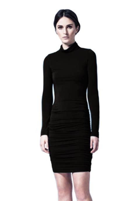 Lyst Krisa Krisa Long Sleeve Turtleneck Dress In Black