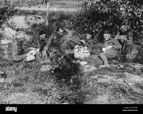 Soldiers Having A Tea Break In The Field At Messines Ypres During Ww1