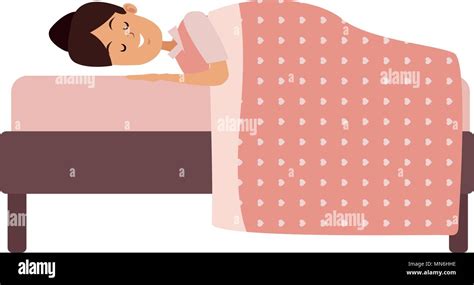 Woman Sleeping In Bed Stock Vector Image Art Alamy