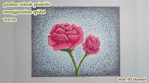 Gambar Bunga Mawar Dgn Teknik Pointilisdots Menggunakan Spidol