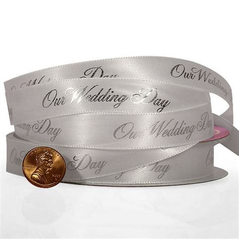 58in Wide Our Wedding Day Printed Satin Ribbon 25 Yard Spool