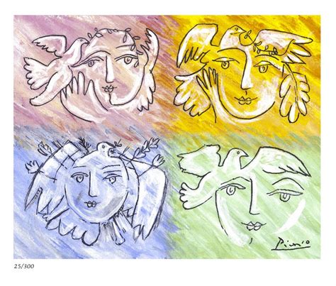 Pablo Picasso Four Faces Of Peace Signed And Hand Numbered