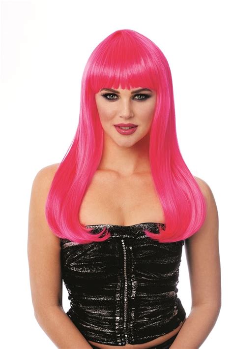 Short Bob Hot Pink Wig Creepy Hollow Halloween Hot Hair Colors