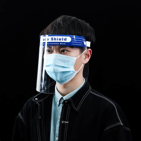 防护面罩高清透明pet防护面罩 头戴式飞沫防病毒英文 阿里巴巴