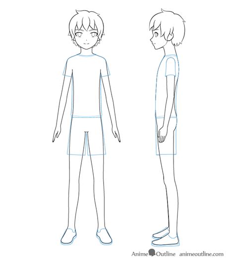 How To Draw A Anime Boy Full Body Step By Step Begin By Drawing The