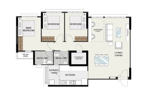 Hdb Bto 2 Room Flat Floor Plan