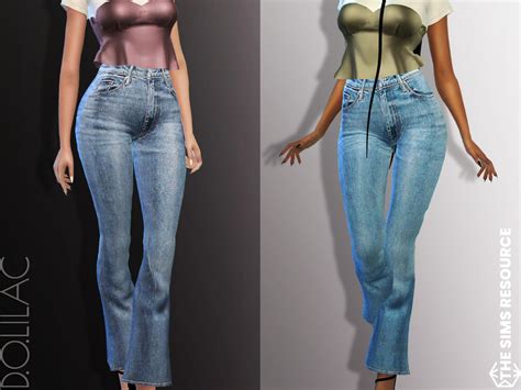 The Sims Resource High Waist Flared Denim Jeans Do785