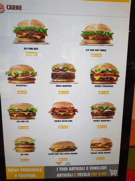 Speisekarte Von Burger King Chur Richtstrasse