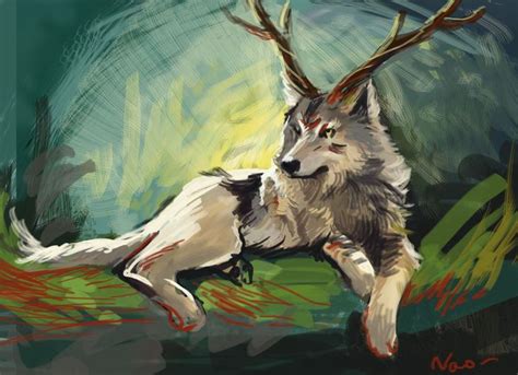 Wolf With Antlers Deer By Naokohoma On Deviantart Canine Art Wolf