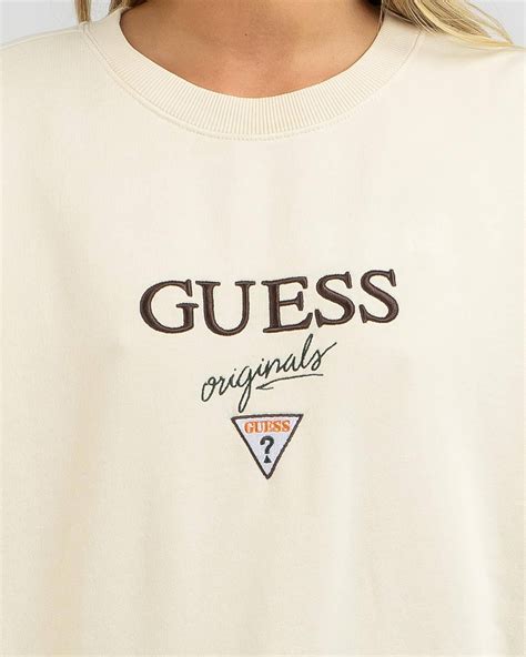 Guess Originals Baker Logo Sweatshirt In Sandy Shore Multi Fast Shipping And Easy Returns City
