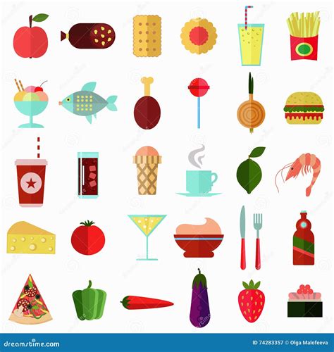 Food And Beverage Icons Vector Set Stock Vector Illustration Of