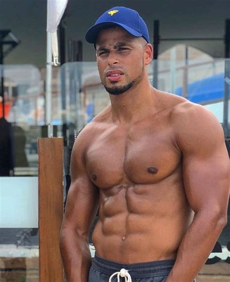 Attractive Handsome Black Male Model Shirtless Muscular Physique