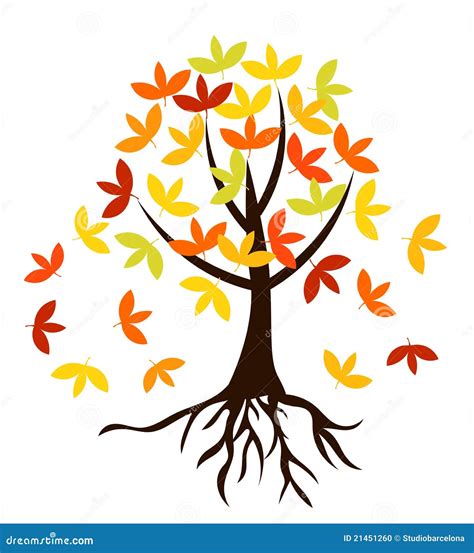 Autumnal Tree With Roots Stock Vector Illustration Of Decor 21451260