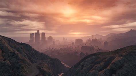 Grand Theft Auto V Los Santos Sunset Panorama Hd Hintergrundbilder 51a