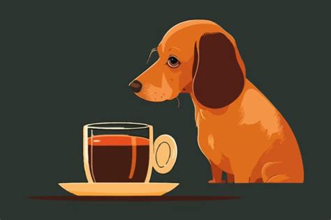 Dog Drinking Coffee Vector Illustration Graphic By Breakingdots