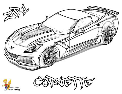 Free kids car outline coloring page. Red Blooded Car Coloring Pages Free | Corvettes | Cameros |American