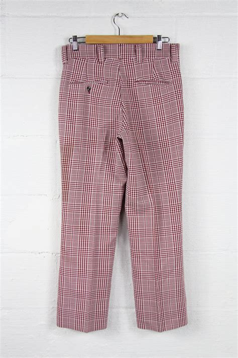 70s Plaid Polyester Mens Pants Vintage Size 31x28