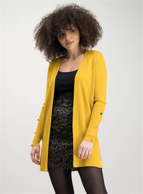 In A Vibrant Mustard Yellow Hue This Sumptuous Knitted Cardi Is Just