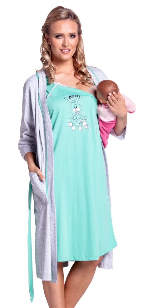 Happy Mama Womens Maternity Hospital Gown Robe Nightie Set Labour And Birth 376p Ebay