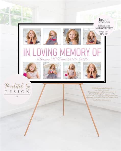 Memorial Photo Collage Template Large Memorial Sign Funeral Etsy