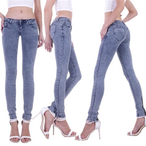 Damen Slim Fit Röhrenjeans Stretch Skinny Hüft Hose Low Rise Jeans Hüftjeans D18 Ebay