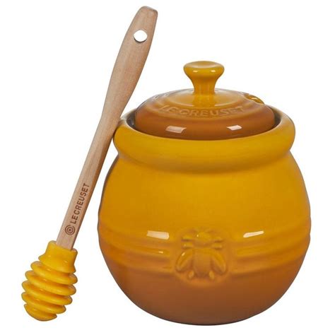 16 Oz Stoneware Honey Pot With Silicone Dipper Nectar Honey Pot Honey Dipper Le Creuset