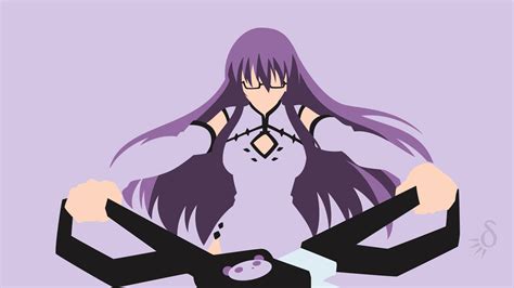 Wallpaper Id 1262399 Long Hair Glasses Weapon Anime Purple Hair Dress 1080p Minimalist