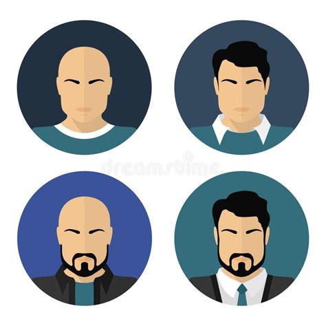 Flat Male Faces Vector Circle Icons Stock Vector Illustration Of
